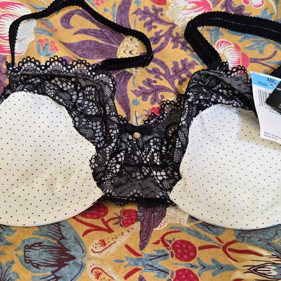 Bali Bra polka dot and Lace in black and white size 40 C - Picture 1 of 4